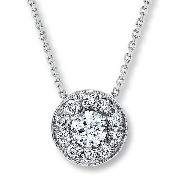 Collier Pendentif Diamant Rond 1 Carat Or Blanc 14K - HarryChadEnt.FR