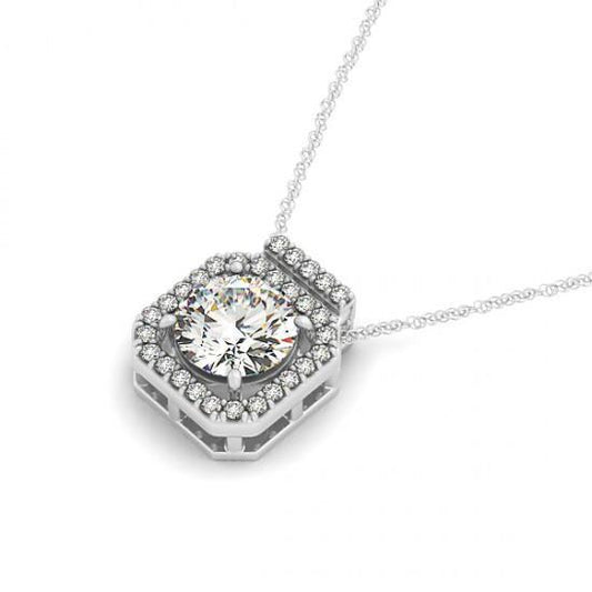 Collier Pendentif Diamant Rond Sans Chaîne 1.95 Carat Or Blanc 14K - HarryChadEnt.FR