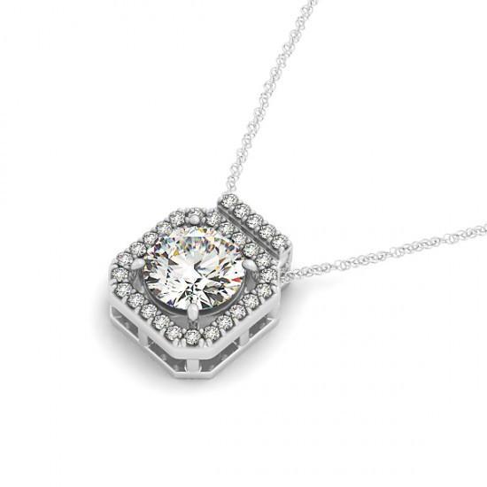 Collier Pendentif Diamant Rond Sans Chaîne 1.95 Carat Or Blanc 14K - HarryChadEnt.FR