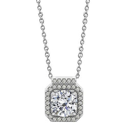 Collier Pendentif Diamant Rond Sans Chaîne 1.95 Carat Or Blanc 14K