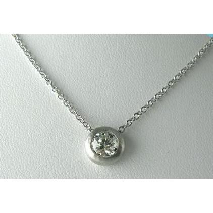 Collier Pendentif Diamant Sertissage Lunette 1 Carat Or Blanc Taille Ronde - HarryChadEnt.FR