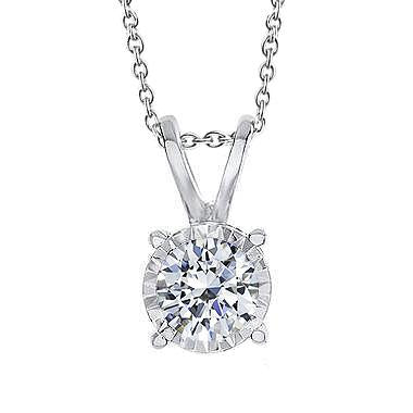 Collier Pendentif Diamant Solitaire Rond 1.25 Carats Or Blanc - HarryChadEnt.FR