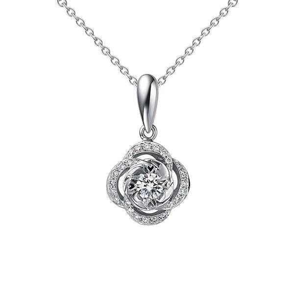 Collier Pendentif Diamants 1.24 Carats Naturel Taille Brillant Or Blanc 14K - HarryChadEnt.FR