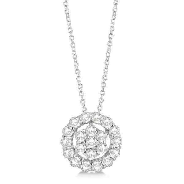 Collier Pendentif Diamants Ronds Taille Brilliant 3.15 Ct Or Blanc 14K - HarryChadEnt.FR