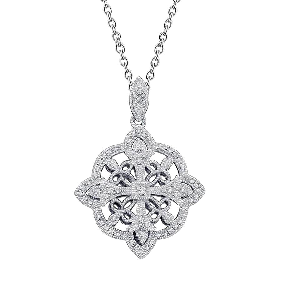 Collier Pendentif Diamants Taille Ronde 6 Carats Or Blanc 14K - HarryChadEnt.FR