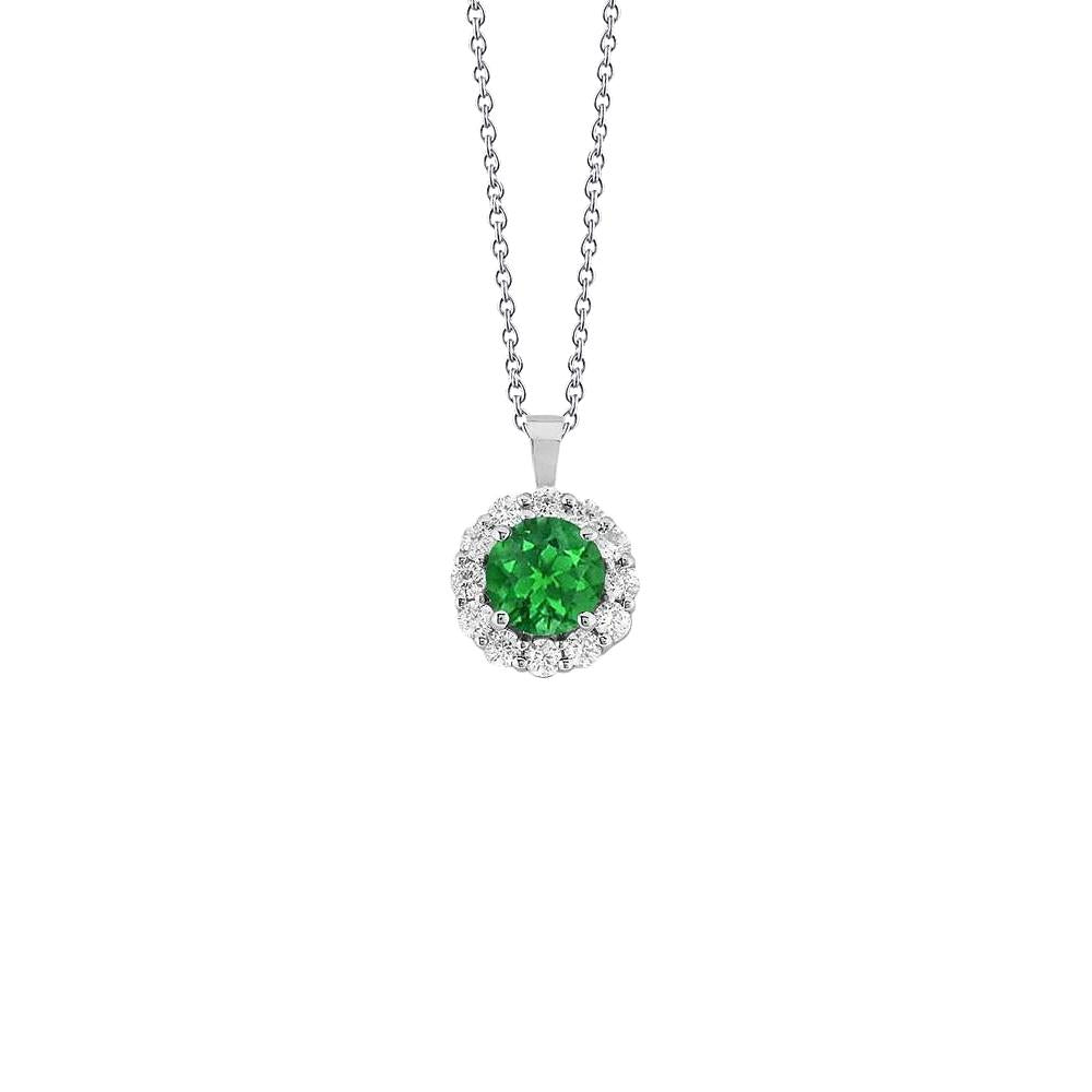 Collier Pendentif Émeraude Verte Et Diamant 4.65 Carats Or Blanc 14K - HarryChadEnt.FR