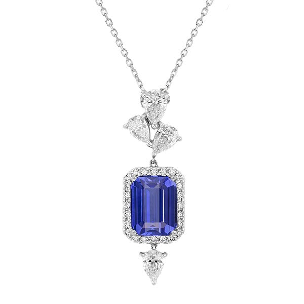 Collier Pendentif Halo Gemstone Poire & Diamant Rond 3.25 quilates