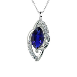 Collier Pendentif Marquise Ceylan Saphir & Diamant Or 1.75 quilates
