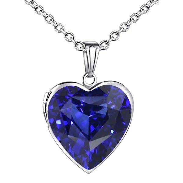 Collier Pendentif Médaillon Solitaire Coeur Saphir de Ceylan 5 quilates