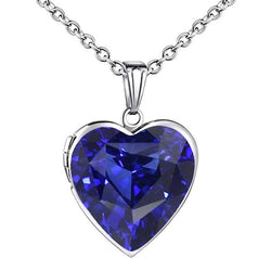 Collier Pendentif Médaillon Solitaire Coeur Saphir de Ceylan 5 quilates