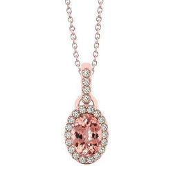 Collier Pendentif Morganite Et Diamants 31.25 Ct Or Rose