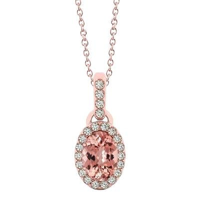 Collier Pendentif Morganite Et Diamants 31.25 Ct Or Rose - HarryChadEnt.FR