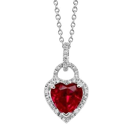 Collier Pendentif Or Blanc 14K 5.20 Ct. Rubis Avec Diamants - HarryChadEnt.FR