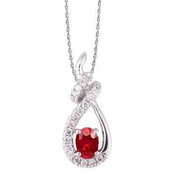 Collier Pendentif Or Blanc 2.70 Ct Rubis Rouge Et Diamants