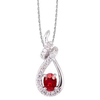 Collier Pendentif Or Blanc 2.70 Ct Rubis Rouge Et Diamants - HarryChadEnt.FR