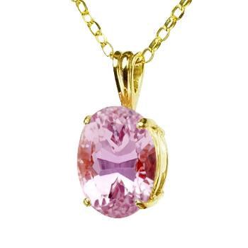 Collier Pendentif Or Jaune 14K 34 Carats Grand Kunzite Rose Nouveau - HarryChadEnt.FR