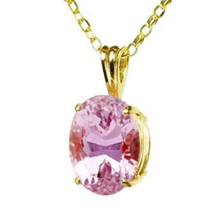 Collier Pendentif Or Jaune 14K 34 Carats Grand Kunzite Rose Nouveau