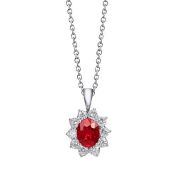 Collier Pendentif Rubis Aaa Rouge Et Diamants 5.10 Carats 14K
