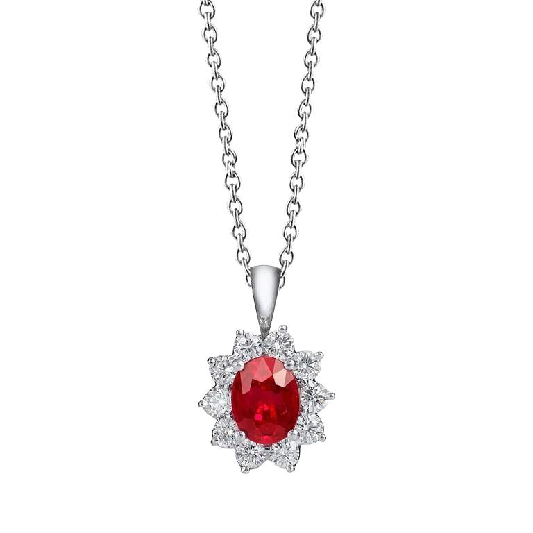 Collier Pendentif Rubis Aaa Rouge Et Diamants 5.10 Carats 14K - HarryChadEnt.FR