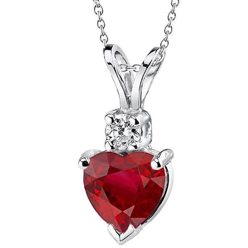 Collier Pendentif Rubis Avec Diamants 6.85 Carats Or Blanc 14K - HarryChadEnt.FR