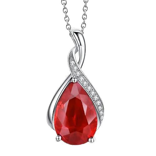 Collier Pendentif Rubis Et Diamants 9.25 Carats Avec Chaîne 14K WG - HarryChadEnt.FR