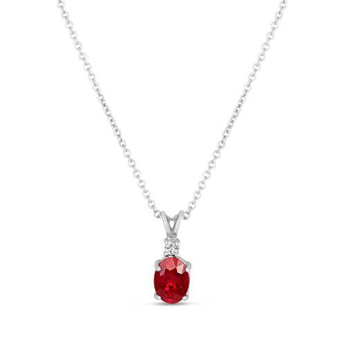 Collier Pendentif Rubis Ovale Rouge Et Diamant 2.10 Carats Or 14K - HarryChadEnt.FR