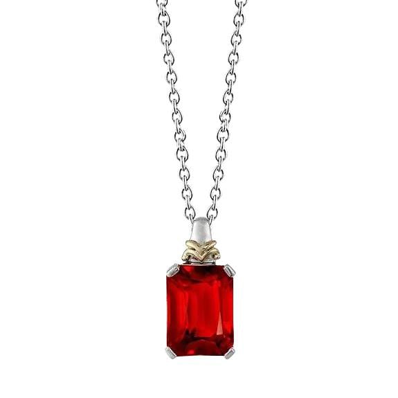 Collier Pendentif Rubis Rouge Avec Chaîne Or 6 Carats 14K - HarryChadEnt.FR