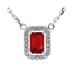 Collier Pendentif Rubis Rouge Avec Diamant 5.50 Carat WG 14K