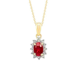 Collier Pendentif Rubis Rouge Avec Diamants 3.35 Carats Nouveau