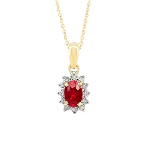 Collier Pendentif Rubis Rouge Avec Diamants 3.35 Carats Nouveau - HarryChadEnt.FR