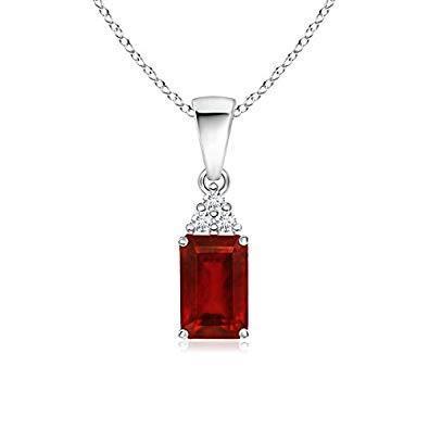 Collier Pendentif Rubis Rouge Avec Diamants 4.50 Carats Or Blanc 14K - HarryChadEnt.FR
