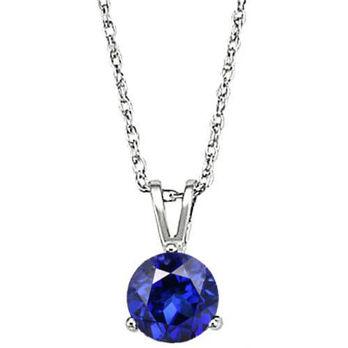 Collier Pendentif Saphir Sri Lankais Rond 5.01 Carat Or Blanc 14K - HarryChadEnt.FR