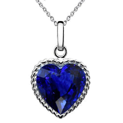 Collier Pendentif Solitaire Saphir de Ceylan Coeur Serti Lunette 4 quilates