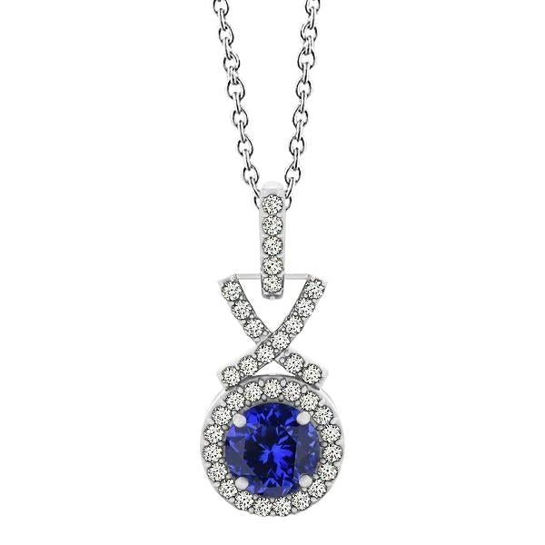 Collier Pendentif Tanzanite Avec Diamant Or Blanc 3 Carats 14K - HarryChadEnt.FR