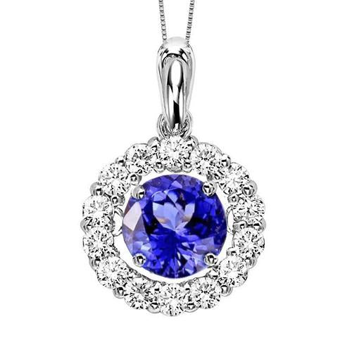 Collier Pendentif Tanzanite Et Diamants 3.85 Carats Or Blanc 14K - HarryChadEnt.FR