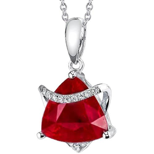 Collier Pendentif Trillion Et Taille Ronde 6.30 Ct. Rubis Avec Diamants - HarryChadEnt.FR