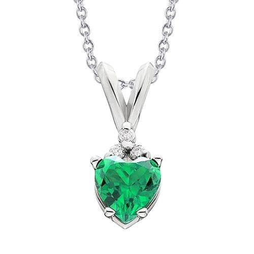 Collier Pendentif Vert Emeraude Et Diamant 3.30 Carat WG 14K - HarryChadEnt.FR