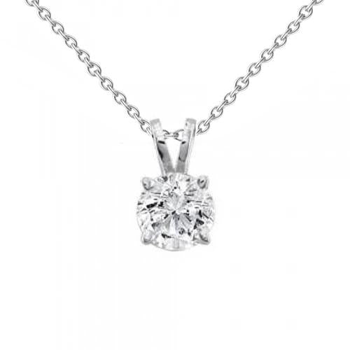 Collier Solitaire Diamant Pendentif 0.50 Carats Bijoux Or Blanc - HarryChadEnt.FR