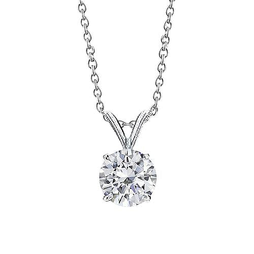 Collier Solitaire Diamant Pendentif 1 Carat Or Blanc Femme Bijoux - HarryChadEnt.FR