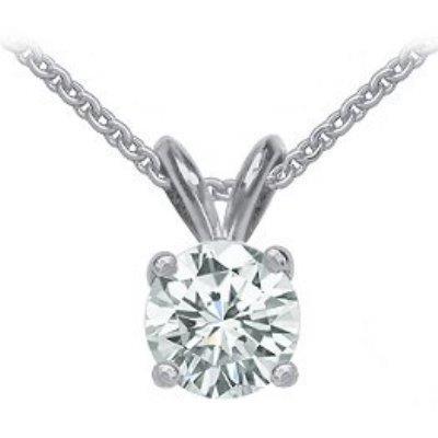 Collier Solitaire Diamant Rond Pendentif Avec Chaîne 1.0 Carat WG 14K - HarryChadEnt.FR