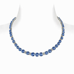 Collier Sri Lanka Bleu Saphir Diamants 39.25 Carats Or 14K