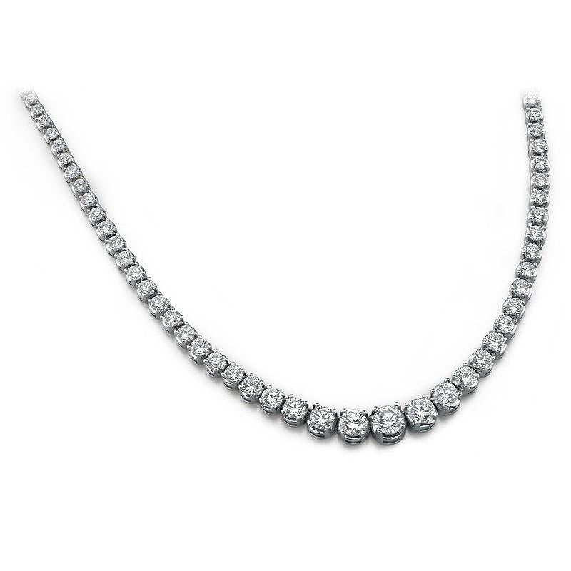 Collier Tennis 7 Carats Serti Griffe Diamants Or Blanc 14K - HarryChadEnt.FR