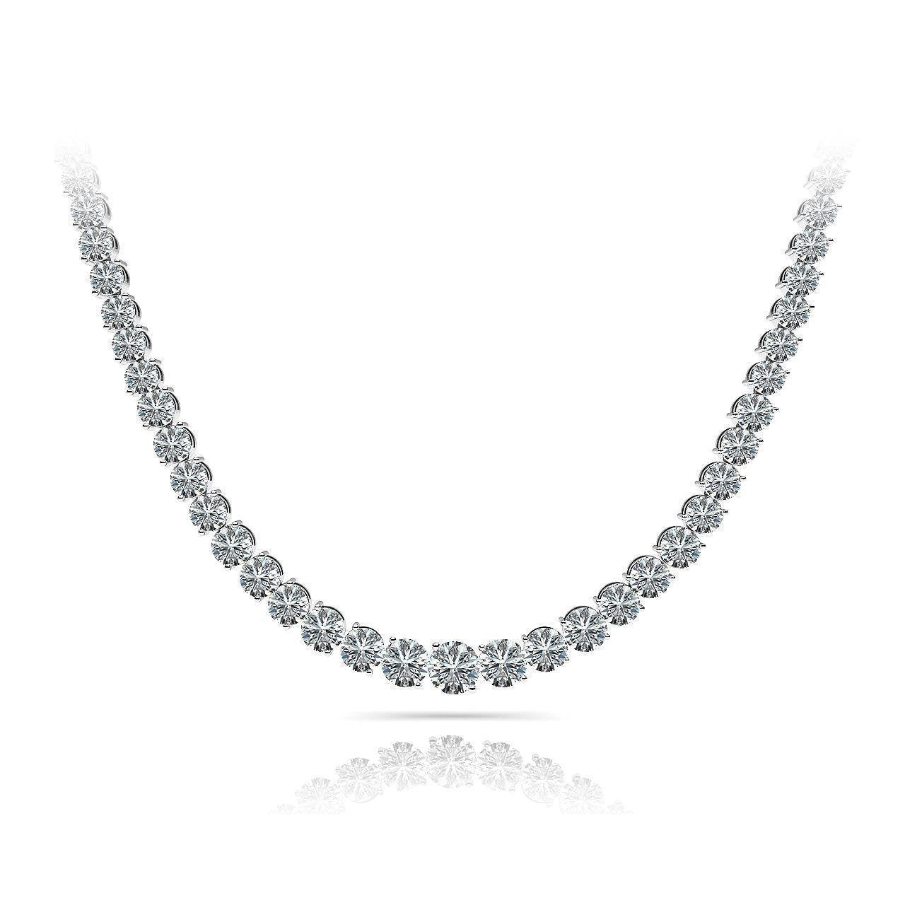 Collier Tennis Femme 10 Carats Diamants Naturels Or Blanc 14K - HarryChadEnt.FR