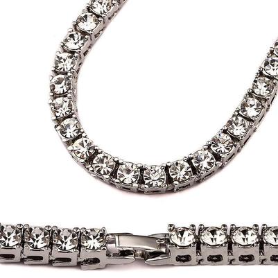 Collier à brins de tennis en diamants de 15 cts en or blanc de 30 pouces 14K - HarryChadEnt.FR
