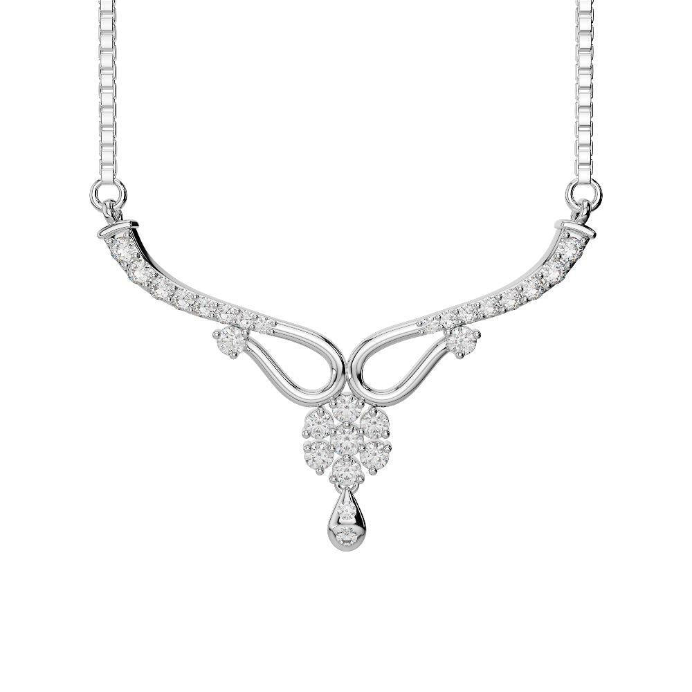 Collier dame diamant rond en or blanc 14 carats bijoux étincelants 4 carats - HarryChadEnt.FR