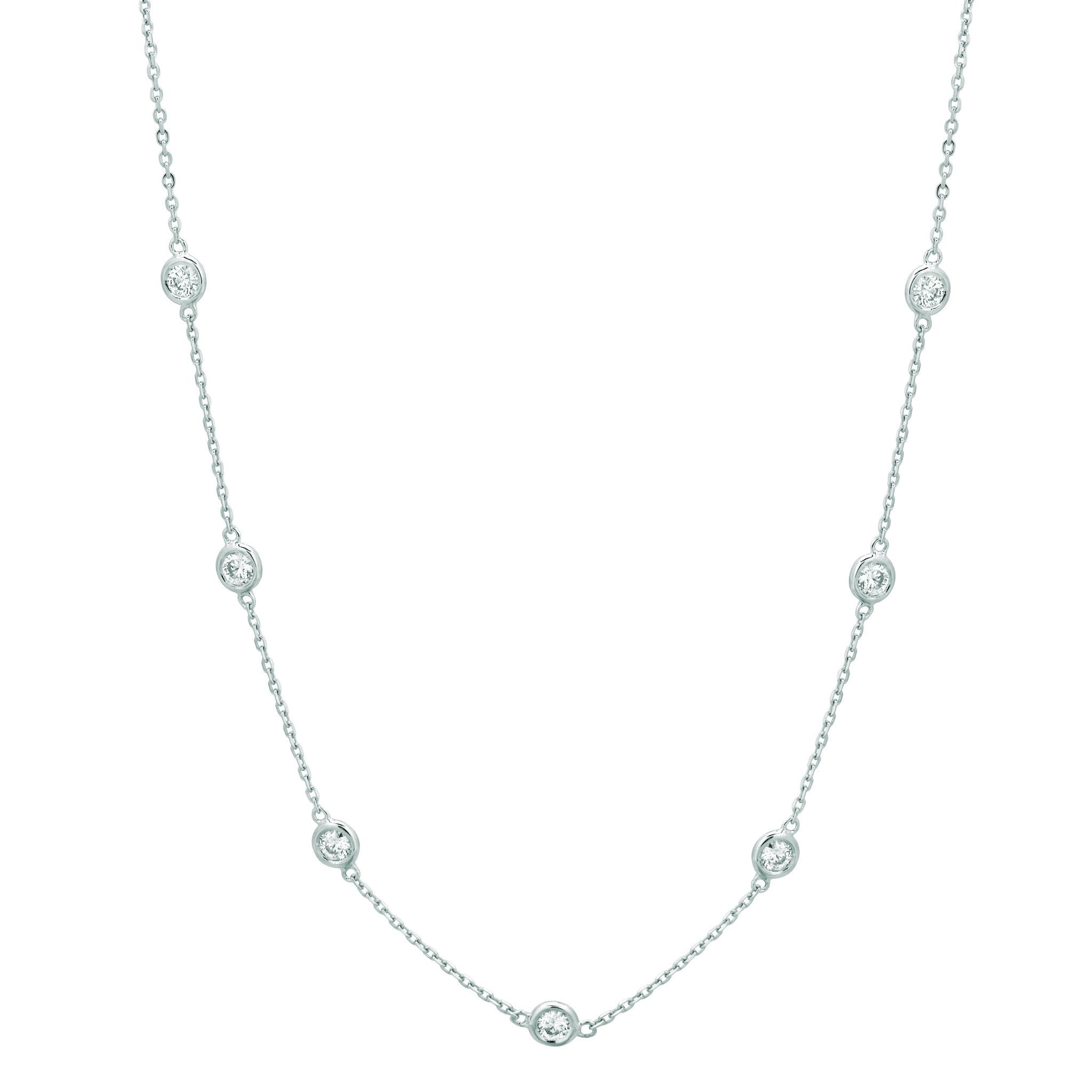 Collier de diamants à mi-chemin autour de la chaîne 3.15 carats 14K or blanc - HarryChadEnt.FR