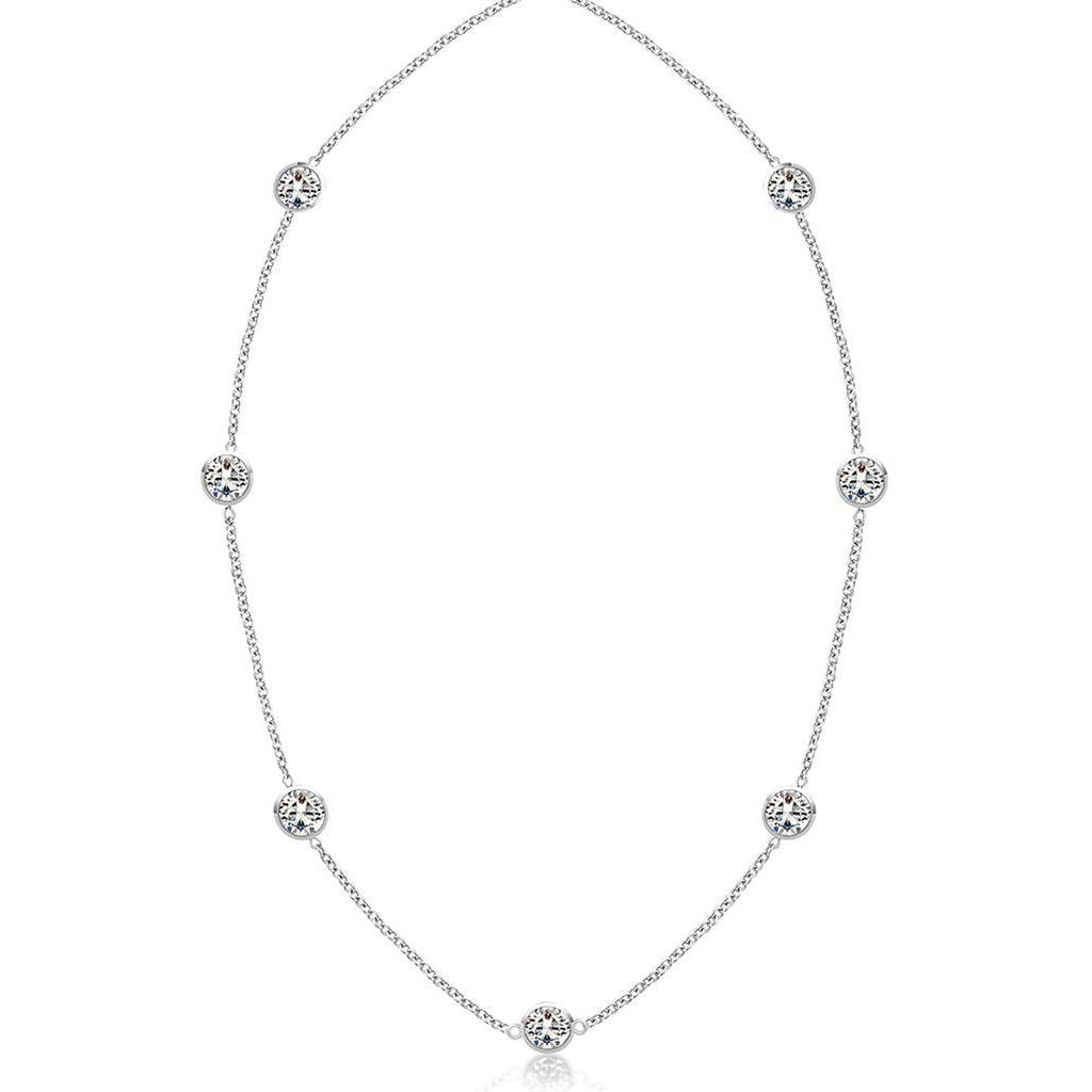 Collier de diamants de 3.50 ct avec sertissage de lunette 18 pouces en or blanc 14K - HarryChadEnt.FR