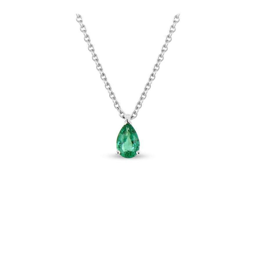 Collier pendentif 5 carats solitaire vert émeraude WG 14K avec chaîne - HarryChadEnt.FR