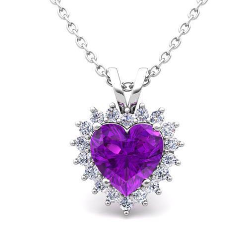 Collier pendentif améthyste et diamants pour femmes 8.75 carats WG 14K - HarryChadEnt.FR