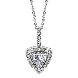 Collier pendentif diamant halo forme trillion sans chaîne 1.50 ct. GT